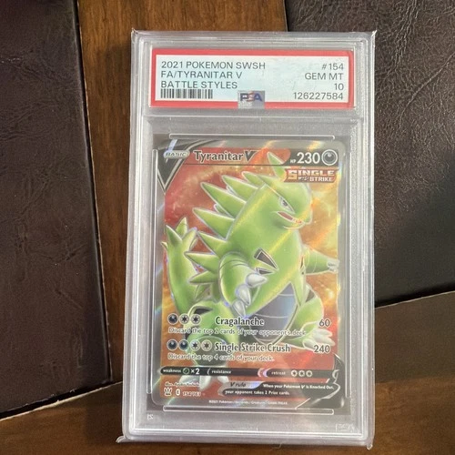 2021 Pokemon SWSH Battle Styles #154 Tyranitar V FA PSA 10 GEM MINT