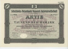 Akcje 1000 RM 1932 Schutheiss-Patzenhofer Brauerei AG Berlin