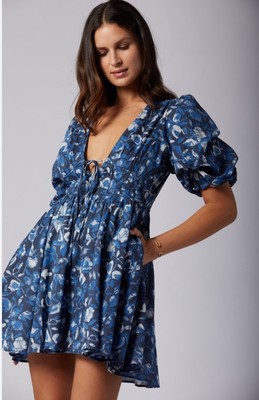 Joie Lucia Mini Cotton Dress in Navy Blazer Multi Blue Size 4 | eBay
