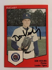 Mike Schwabe London Tigers "Detroit" 1989 ProCards Autographed Baseball Card