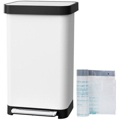 13.2 Gal Stainless Steel Trash Can W/ 15 Inner Bags & Built-In Deodorizer Box