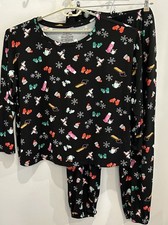 Joyspun Black Holiday Christmas Print Pajama Set Hot Chocolate Long Sleeve 2X