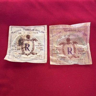 Lot 2 Racines Tortue Nylon R 5m 28/100 La Soie Vintage Pêche Ancien - Photo 1/3