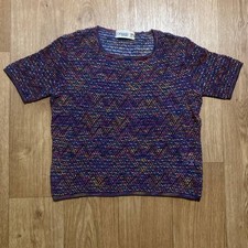 Vintage Missoni Sport Multicolor Knitted Shirt Sweater Top Size 46 M
