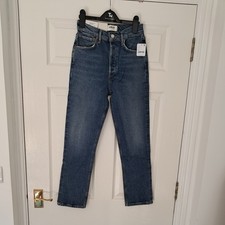 Agolde Riley High Rise Straight Crops Jeans. Colour Transfer Rich. Waist 25 Inch