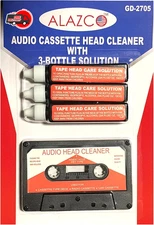 Audio Tape Cassette Head Cleaner W/ 3 Cleaning Fluids Care Wet Mainten