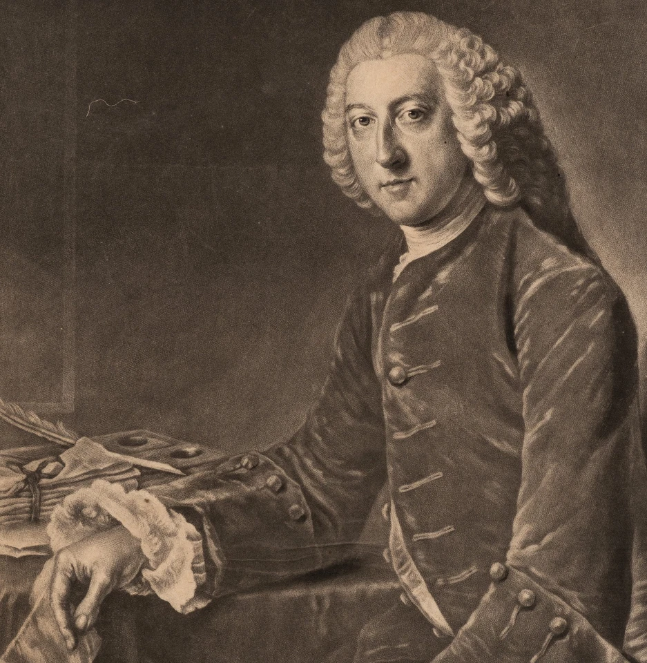 HOUSTON (*1721) nach HOARE OF BATH (*1707), William Pitt der Ältere, Mezzotinto - Bild 4 von 4