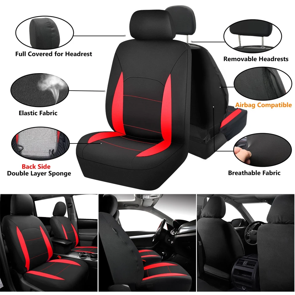For Toyota Corolla Car Seat Cover Front Rear Protector Full Set Polyester 4-Door Foto 4 de 4