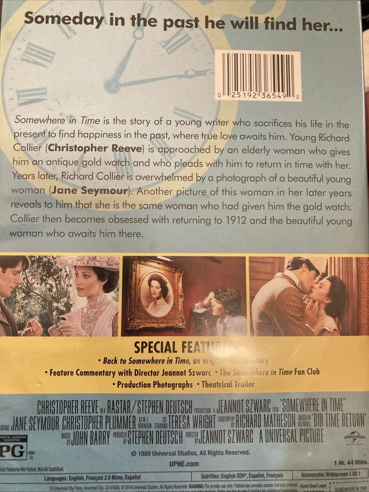 Somewhere in Time DVD JUL51 Christopher Reeve and Jane Seymour when we were ALL - Image 2 of 2