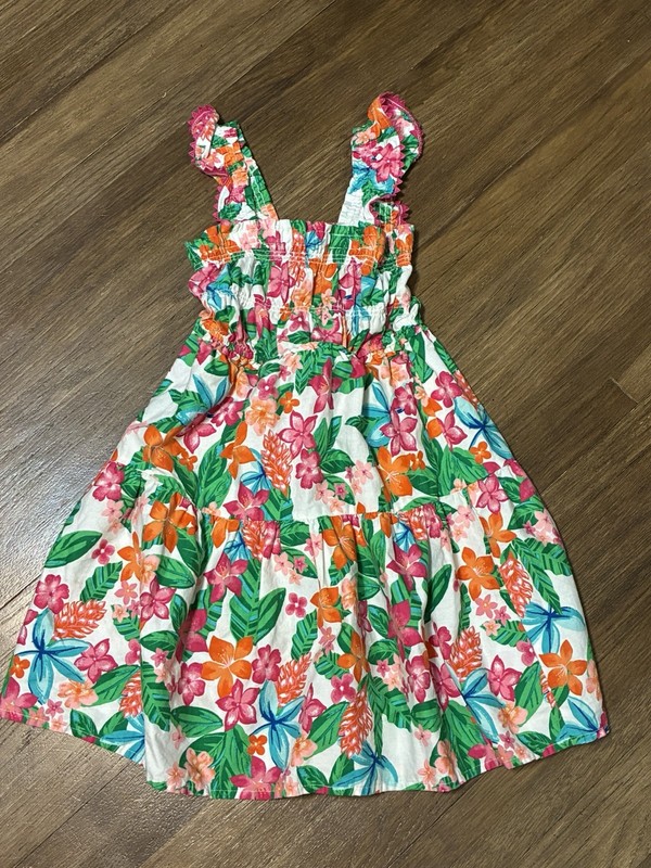 Zac Posen Kids Floral Sleeveless Dress White Pink Green Blue Ruffles Size M 7 8