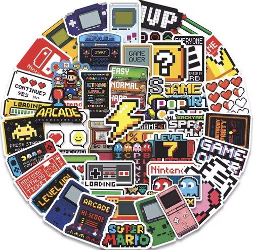 50x Gaming Sticker Arcade Videospiel Aufkleber Console Retro Nostalgie Geschenk - Afbeelding 1 van 5