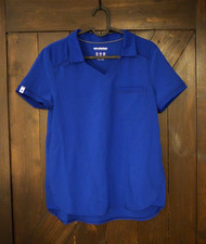 Scrubstar Women's Blue Scrub Top Collar Performance Stretch Pockets XS