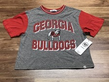 WOMENS S - NEW '47 Brand NCAA Georgia Bulldogs Football T-Shirt Gray Red