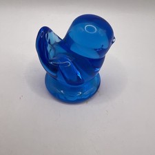 VINTAGE 2001 BLUE BIRD OF HAPPINESS Art Glass Figurine Leo Ward Signed Label 2  