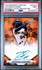 Jackson Chourio 2023 Bowman Sterling /75 Auto RC Autograph Orang Refractor PSA 9