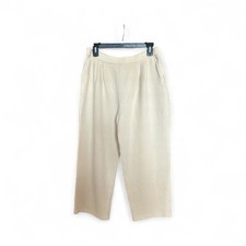 St John Knit Pull On Dress Pants Cream Trousers Neutral Size 10