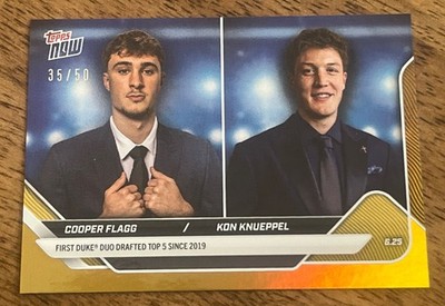 Cooper Flagg & Kon Knueppel ~ 2025 Topps Now #CFKK ~ Gold Foil /50