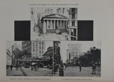 Antique New York City Art Print 1904 Brooklyn Bridge Entrance Black and White