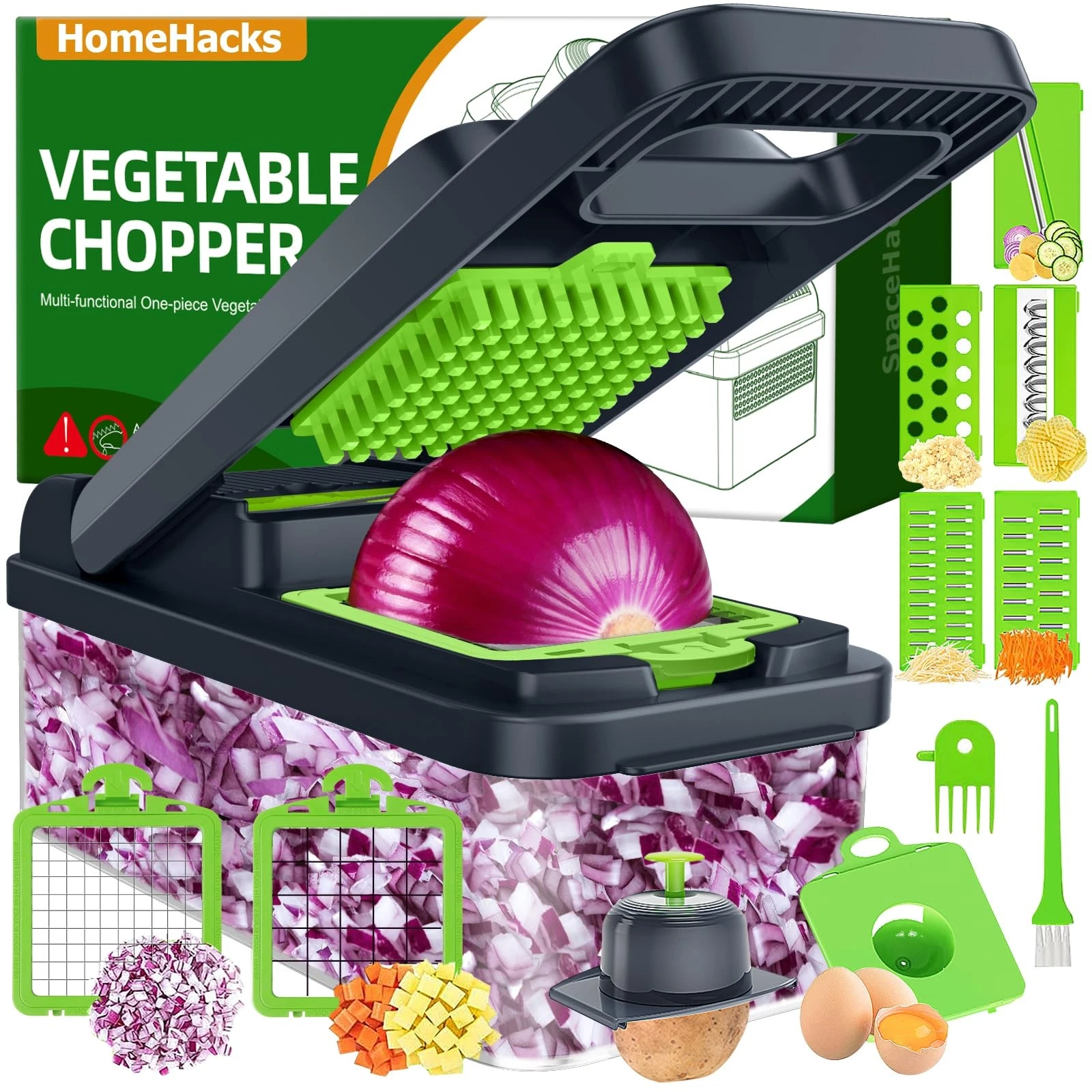 12 in 1 Multi-Functional Veggie Chopper Lid with Handle Kitchen Dicer Slicer