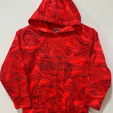 Adidas Kids  Orange Red Swirl Pullover Hoodie Size 7