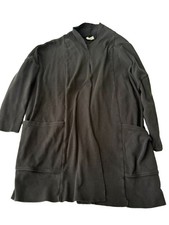 Pact Organic Cotton Airplane Cardigan Black Open Front Shawl Pocket XS/S