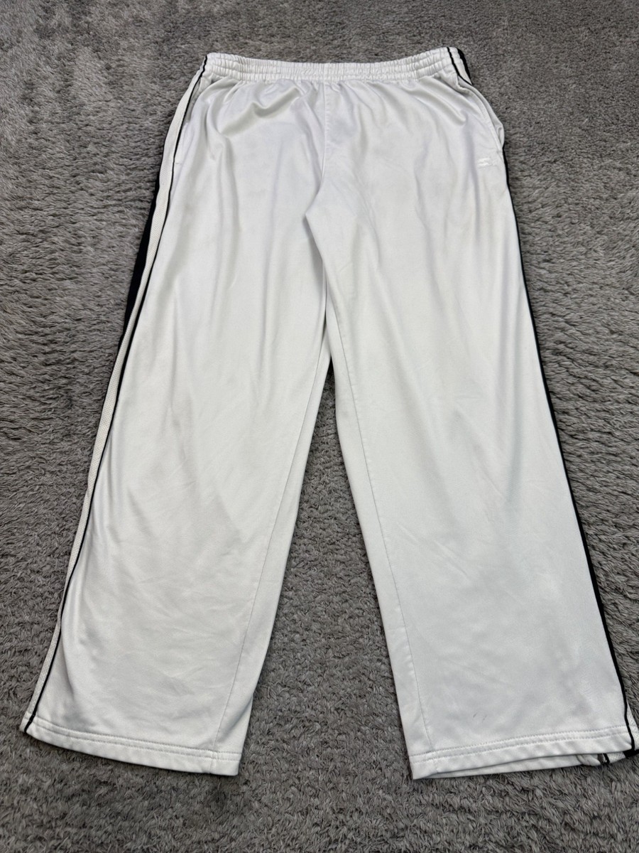 Starter Track Pants Men XL White Satin Striped Baggy Loose Fit