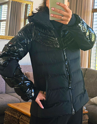 FIRE+ICE Damen Daunenjacke Schwarz Gr. 38 mit Kapuze Reißverschluss kurz
