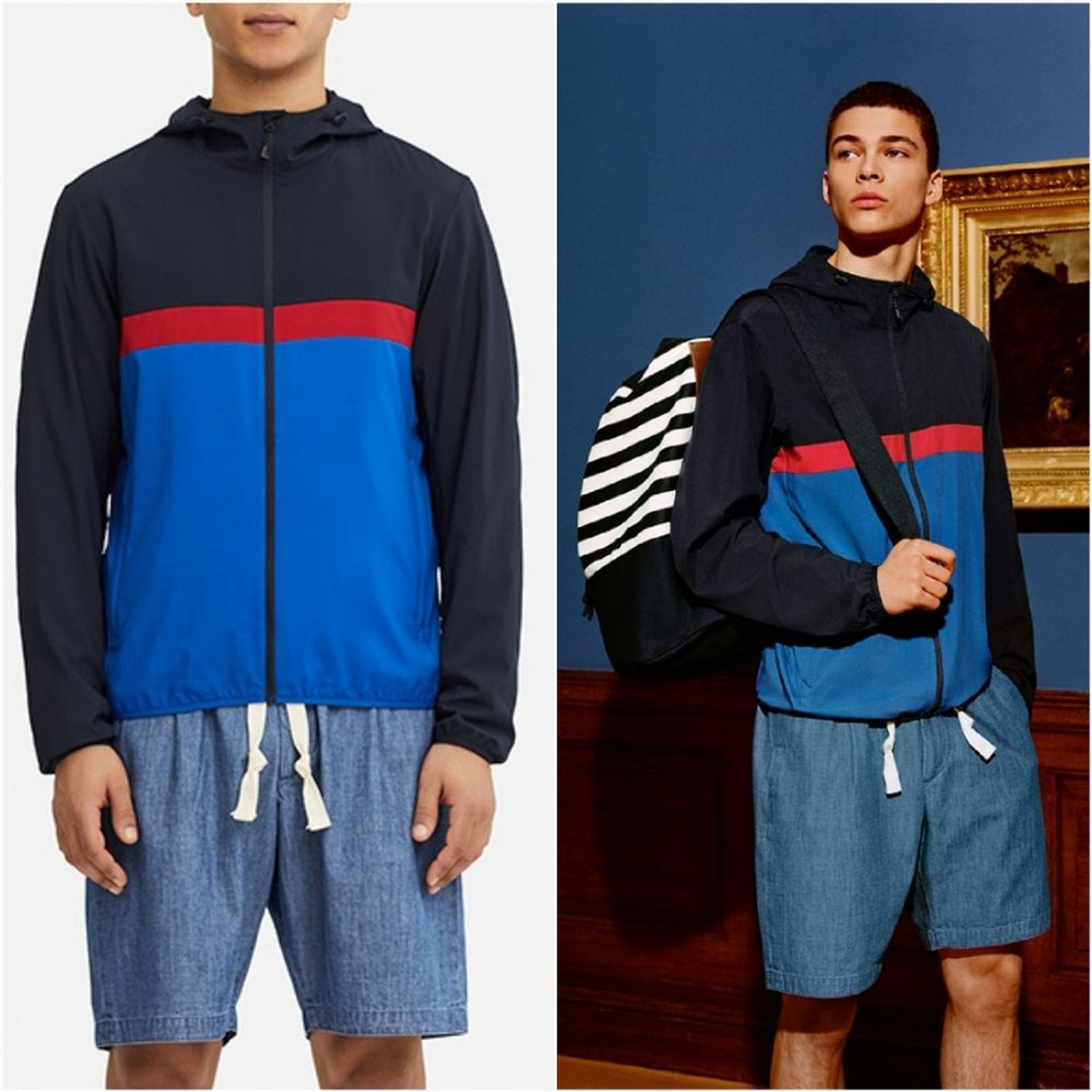 JW Anderson x Uniqlo Windbreaker Jacket Small Full Zip Colorblock 