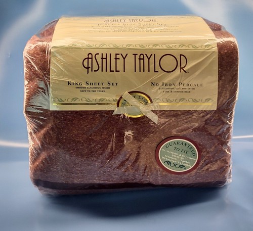 Ashley Taylor Percale King Sheet Set Seville Granite 200TC WestPoint Stevens '94 - 第 1/14 張圖片