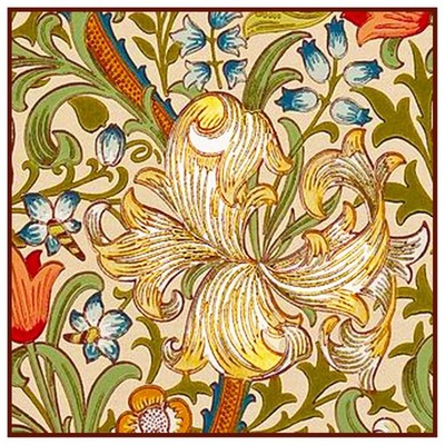 William Morris's Orange Golden Lily Detail Design Counted Cross Stitch Pattern