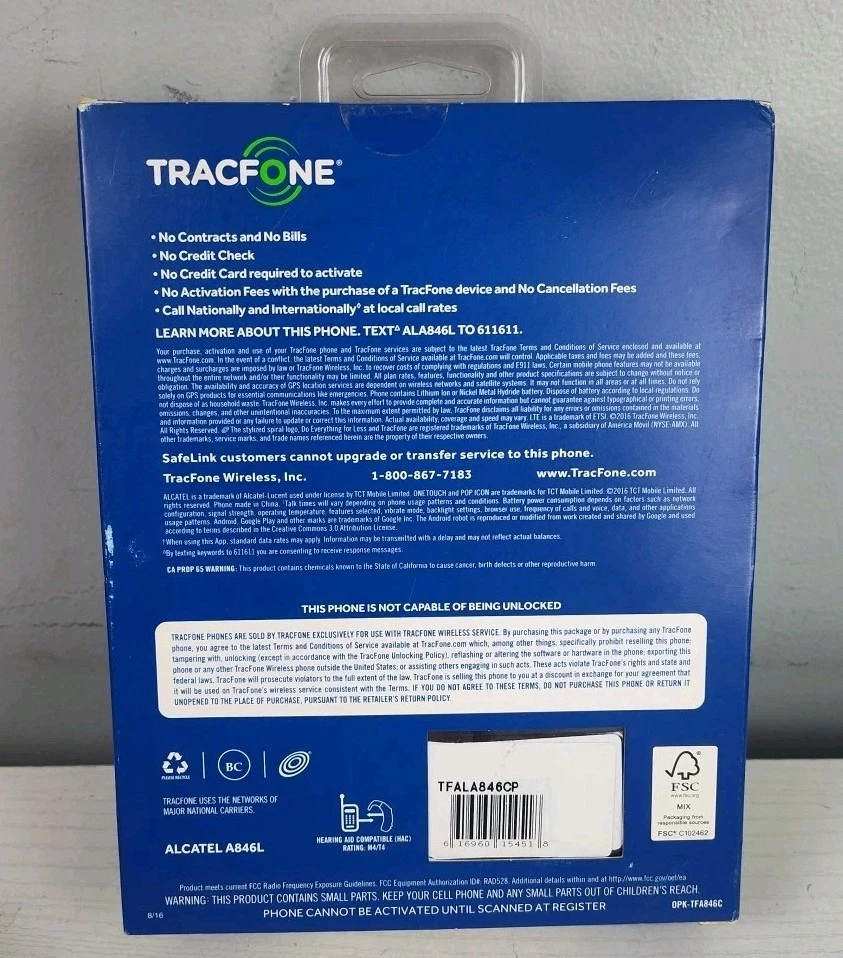 Alcatel Pop Icon 2 A846L 8GB Black TracFone straighttalk pageplus Smartphone 5" - Image 3 of 3