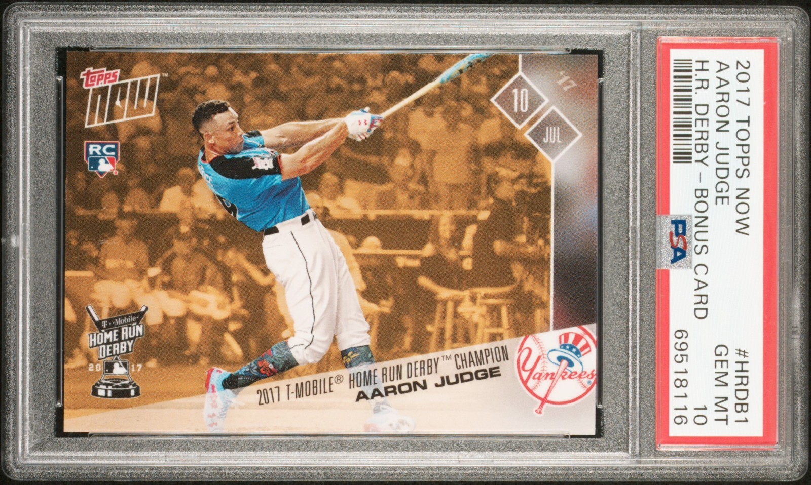 2017 Topps Now  #HRDB-1  Aaron Judge Home Run Derby Bonus RC PSA 10 Rookie