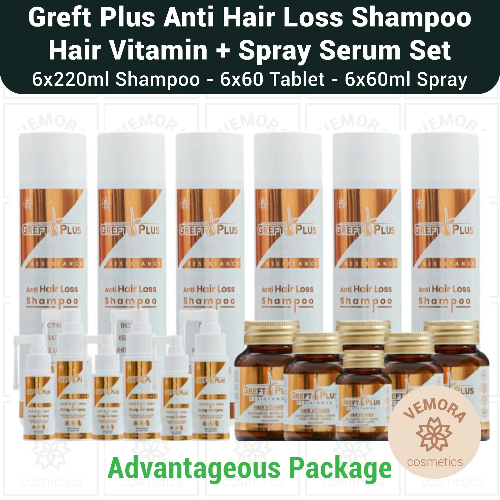 Greft Plus Anti Hair Loss Hair Set (Shampoo + Hair Vitamin + Serum) Set - 6 LOT