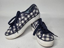 Keds X Draper James Collab Check Gingham Womens Sneakers Size 5 White Navy Shoes
