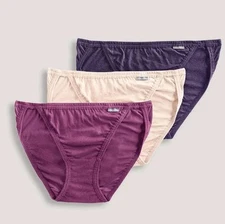 New Women's Size 6/M Jockey Elance 3 Pack String Bikini 100% Cotton Purple