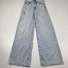 GAP Denim Jeans Womens 2 26L Light Wash Blue High Rise Wide Leg Distressed