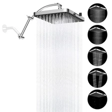 13'' High Pressure Rainfall Square 5 Spray Mode Showerhead with 16" Shower Head