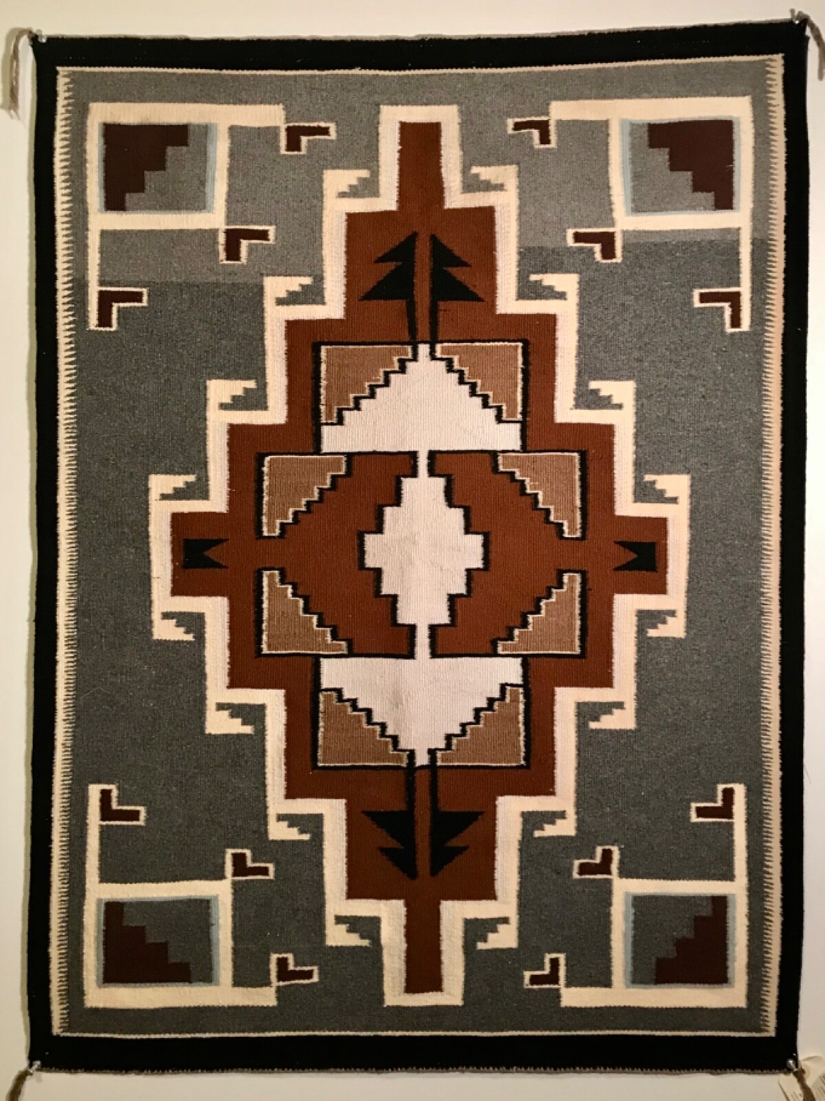 SUPERB NAVAJO TEEC NOS POS TRADING POST RUG,ORIGINAL FOUTZ TAG,MID 20TH