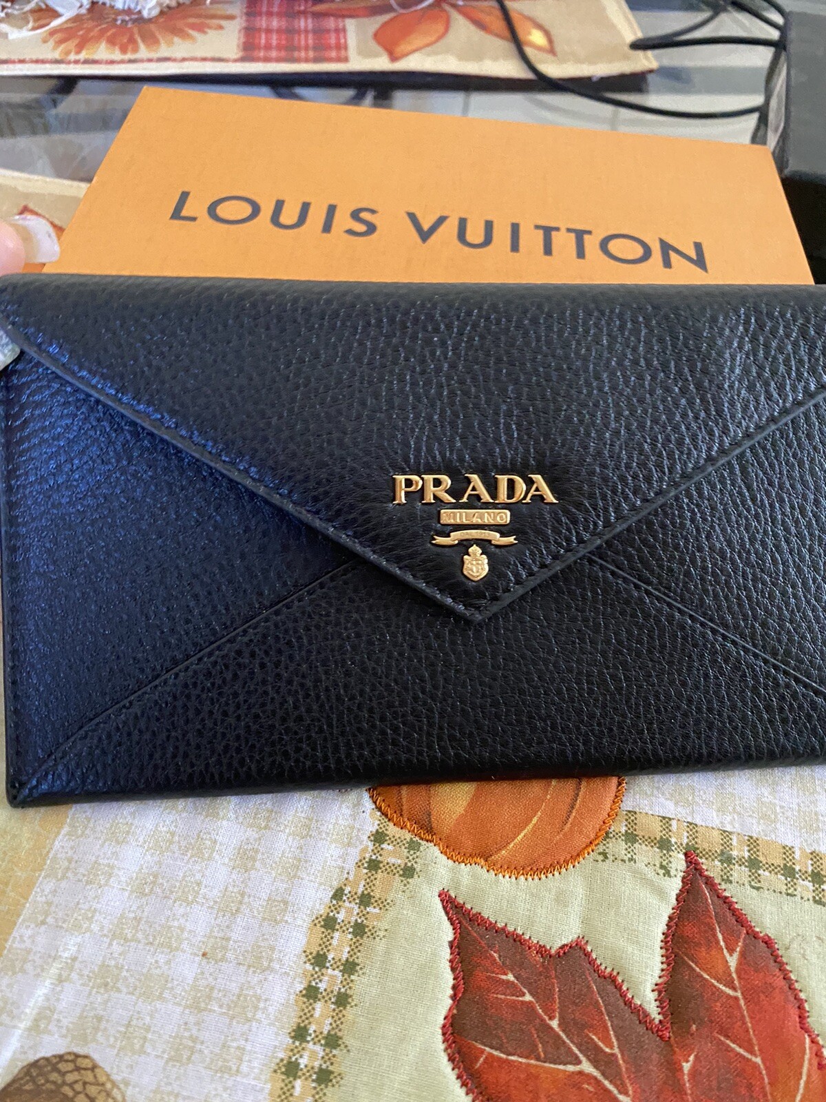 prada leather envelope wallet