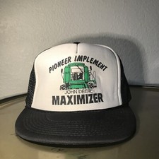 Vintage John Deere Mesh Trucker Hat Cap Snapback Pioneer Implement Maximizer NOS