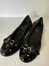 AGL Black Leather Ballet Flats Monika Buckled Size 5.5 WINTER CLEAR OUT SALE!
