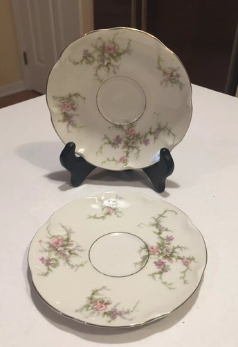 2 Theodore Haviland New York 5 7/8" ROSALINDE Replacement Saucers Plates Dishes - Picture 1 of 6