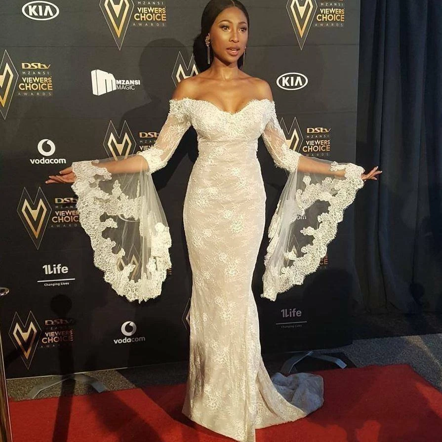 Hot Sexy Mermaid Off-Shoulder Long Sleeves Lace Bridal Gown 2 4 6 8 10 12 14 16+ - Image 2 of 4