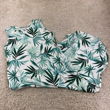 Anrabess Womens Size Large Sleeveless Dress Floral Tropical White Green