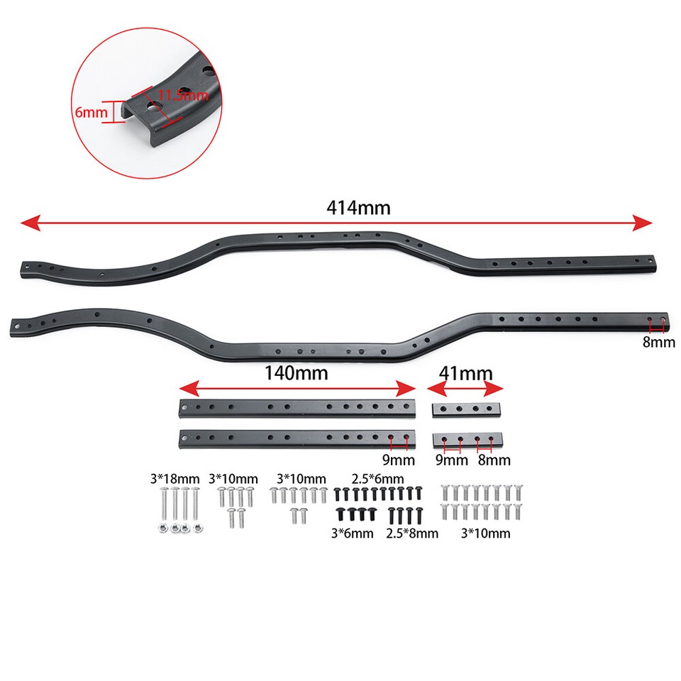 Stainless Steel Chassis Frame Rails For RC 1/10 Axial SCX10 SCX10II Car ...