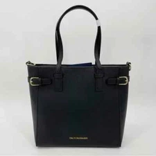 Tru Trussardi 76BTS16 Women Black Leather Large Shopping Tote Bag - New