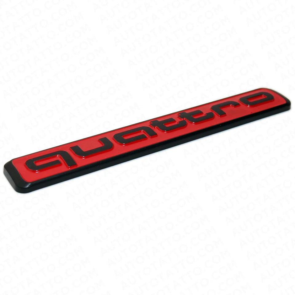 Placa de identificación Audi negra roja Quattro OEM ABS emblema puerta levadiza adhesivo logotipo tapa insignia Foto 3 de 4