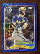 2024 Topps Series 1 Sal Frelick Silver Pack Blue Refractor RC Brewers SP #/150