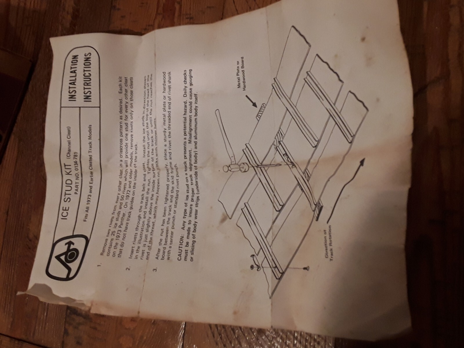 Vintage Arctic Cat Snowmobile Hannel Cleat Ice Stud Kit Part 0134781