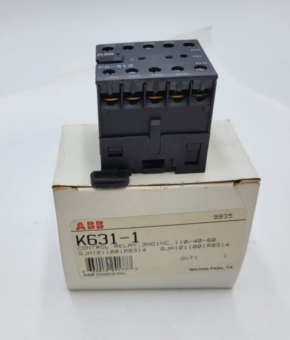 ABB K631-1 Contactor Control Relay 3NO/1NC 4 Amp 240V Coil 110-127V 40-450Hz